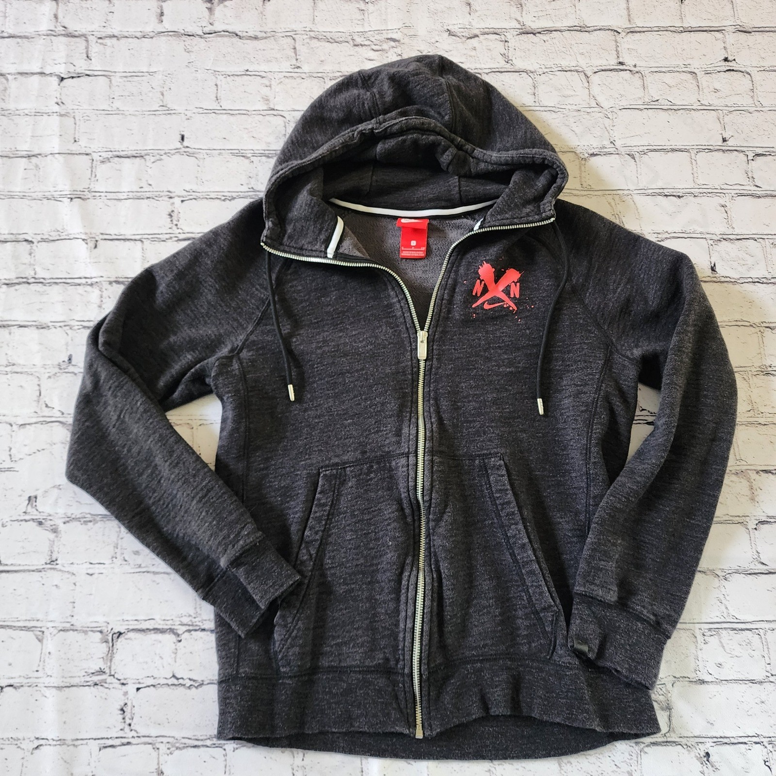Nike NXN Cross Regionals Full Zip Hoodie Mens Small Charcoal Gray Orange Running
