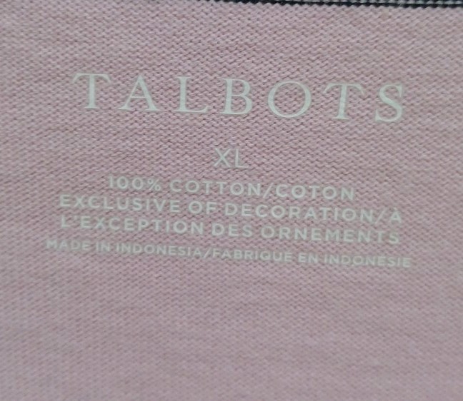 NWT Talbots 100% Cotton Pink & Purple Knit Long Sleeve Blouse Size Extra Large