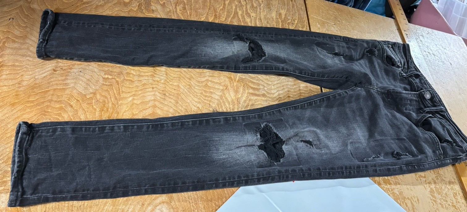 American Eagle Distressed Skinny Next Level Flex Stretch black Jeans Mens 31×32