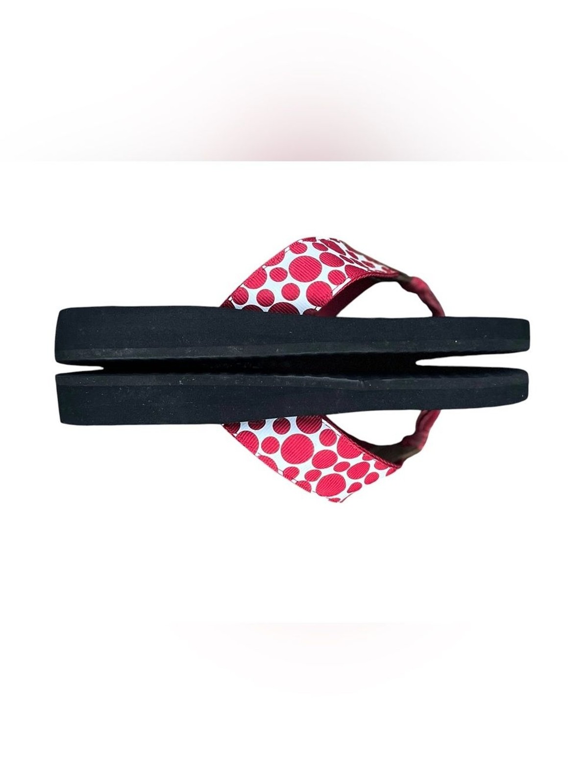 Yellow Box Red and White polka dot flip flops