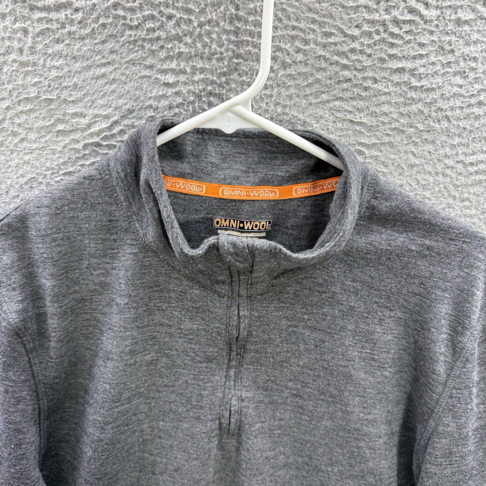 Omni Wool Sweater Adult XL Gray Pullover 1/4 Zip Wool Blend Base Layer Stretch