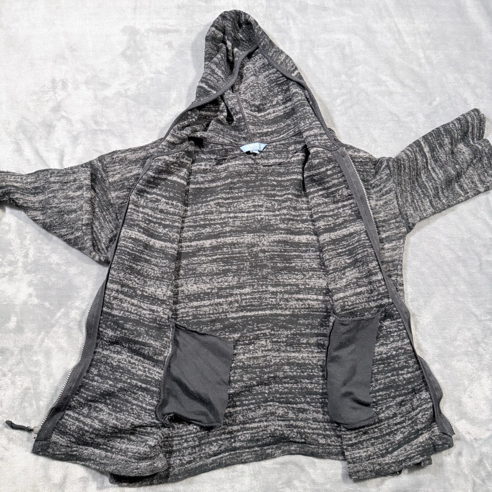Simply Vera Vera Wang Women’s Heathered Gray Full Zip Fleece Hoodie Pockets S
