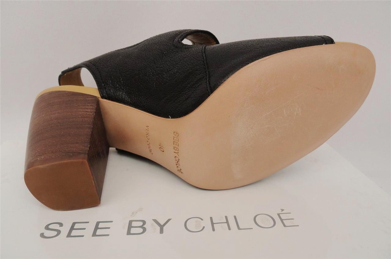See by Chloe Black Leather Sandals Heels UK7 40 US10 new