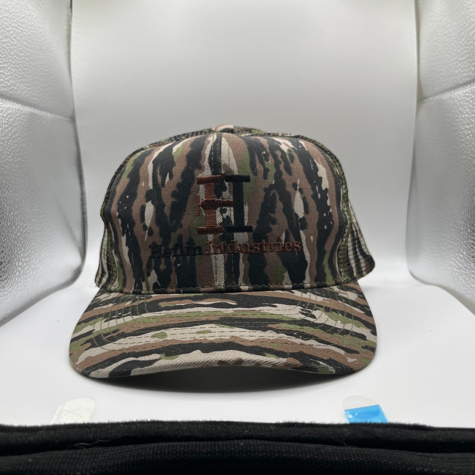 VTG Otto Cap Trucker Hat Mens OSFA Camo Heflin Industries Tiger Stripe Snapback