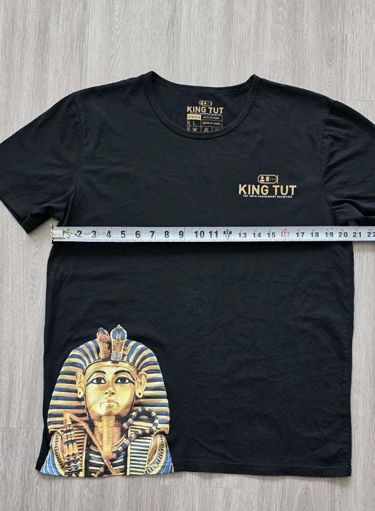 King Tut Tutankhamun Pharaoh Graphic T Shirt Black Cotton Egypt Size L
