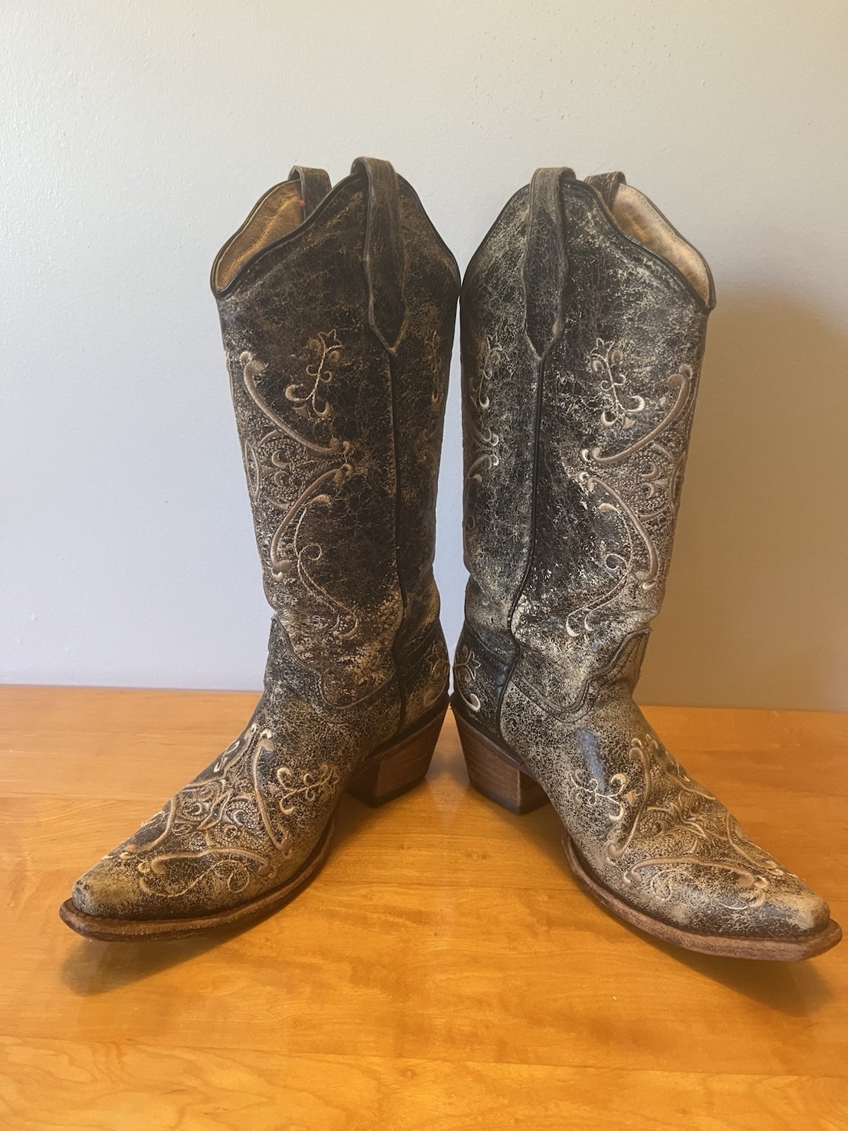 CIRCLE G by Corral Western Cowboy Boots Snip Toe Crackle Boho L5048 Women Sz 8 M