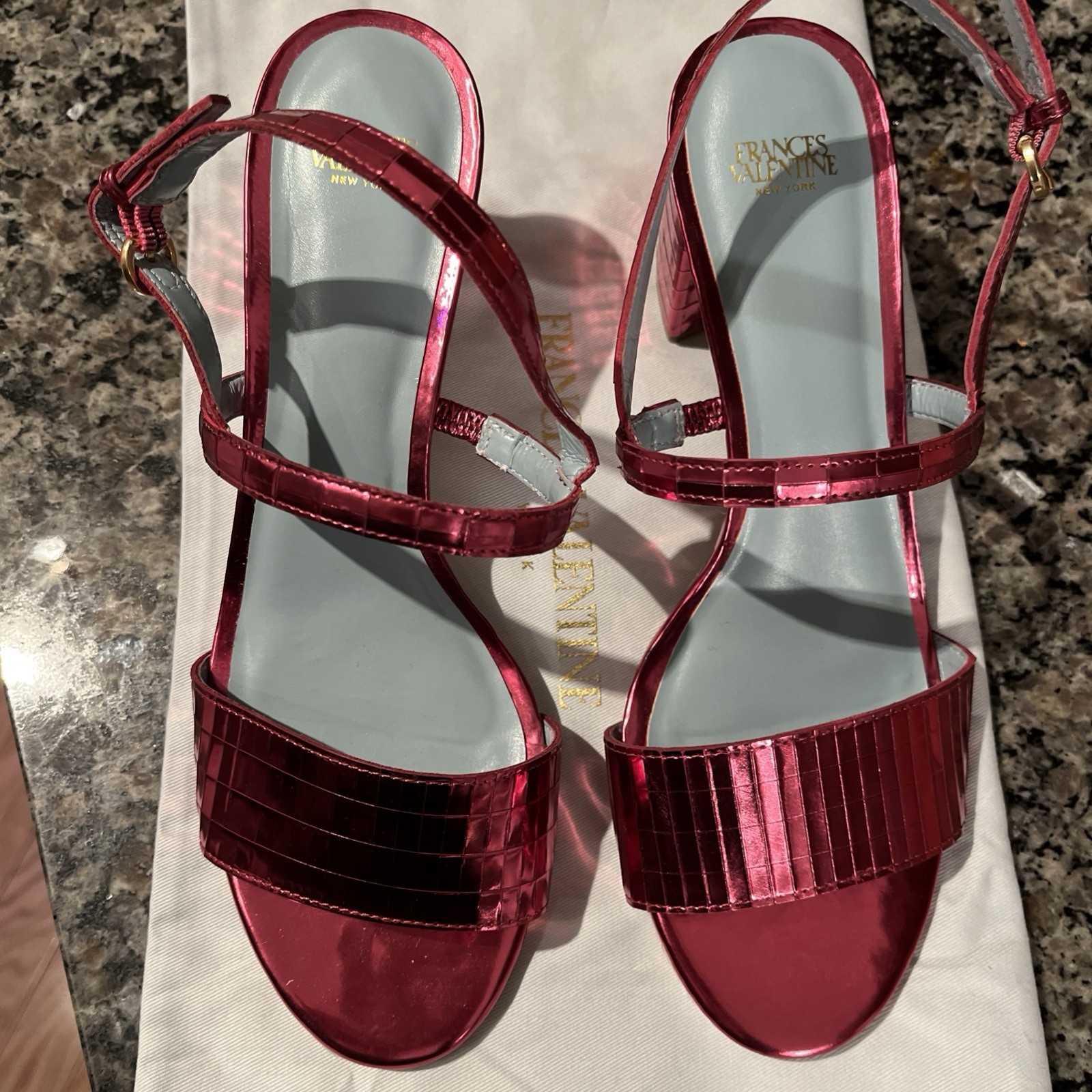 Frances Valentine Hot Pink Block Heels Size 8 1/2 Fits True To Size NWT And Box
