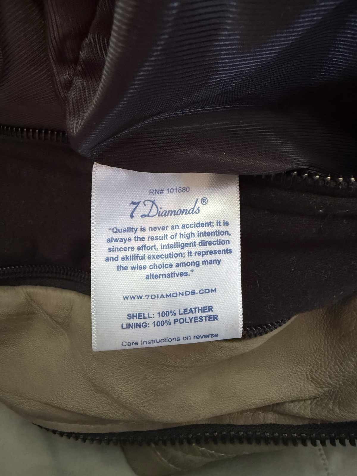 7 Diamonds Men’s Tan Leather Hooded Full Zip Jacket Size M Biker