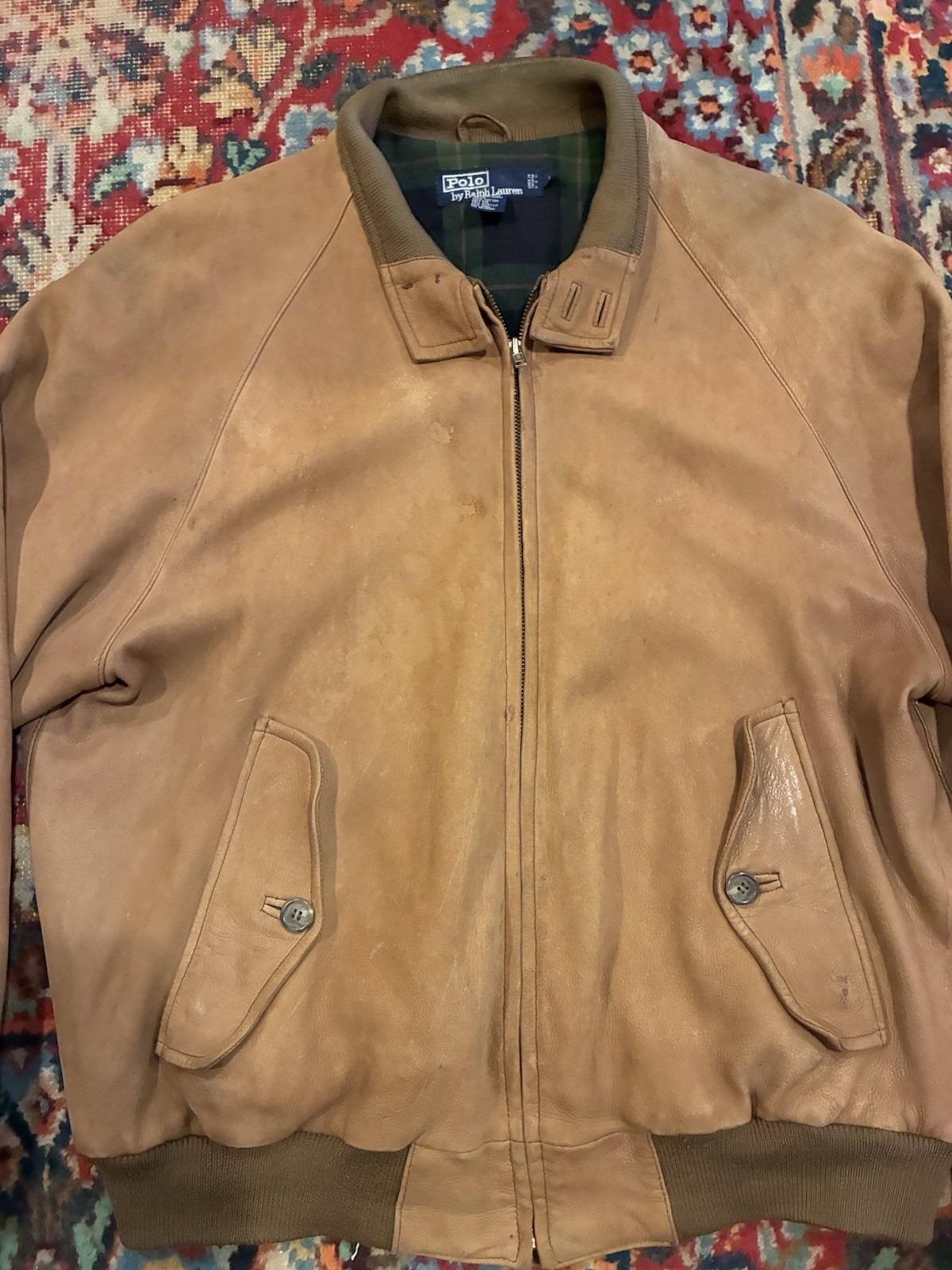 Vintage Polo Ralph Lauren Suede Western Jacket Zip Up Bomber Style Large Mens