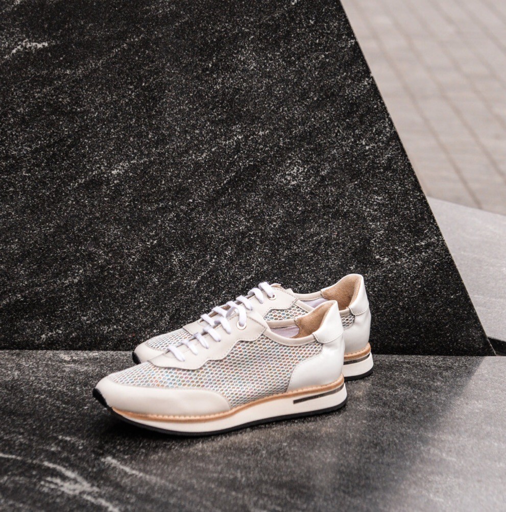 Aquatalia mesh and leather Nahla sneakers, White, Size 9