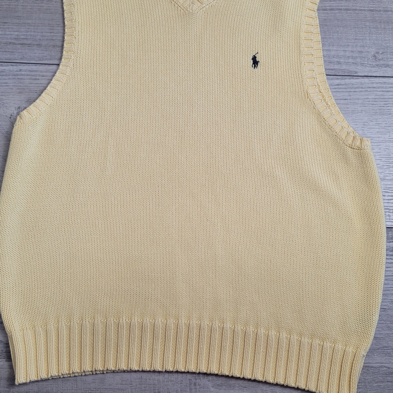 🐎 VTG Polo Ralph Lauren Macau Sweater Vest Men M Butter Yellow Preppy 90’s Y2K