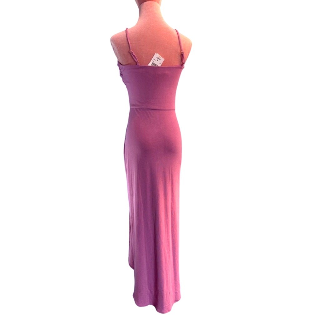 NWT L Space Maxi Dress Bandeau Top Keyhole Spaghetti Strap Orchid Ruched Slit M
