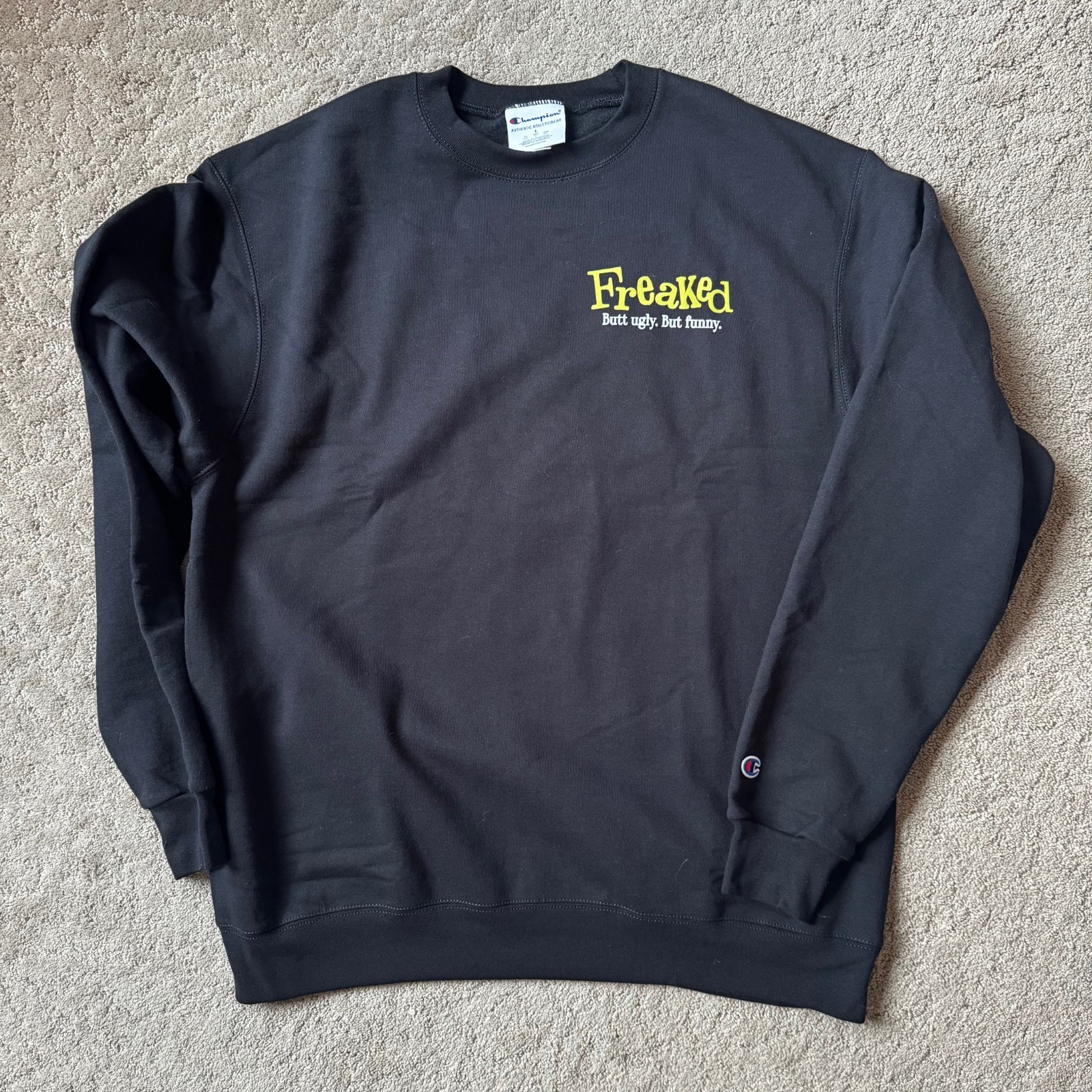 FREAKED Alex Winter Black Crewneck Sweater Size L 2-Sided *SEE PICS*
