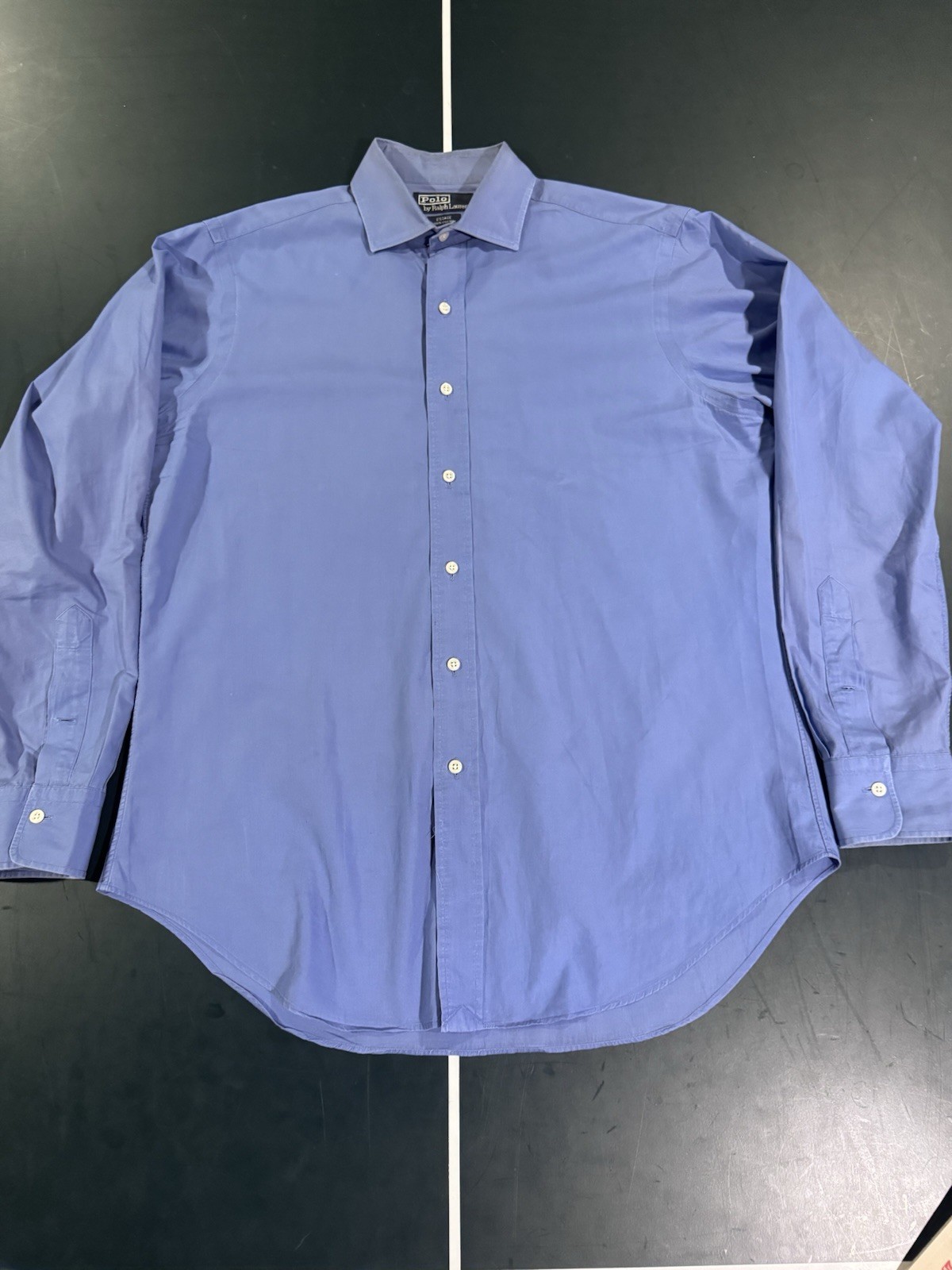 Polo by Ralph Lauren Estate Blue Solid 100% Cotton Easy Care Dress Shirt 15.5-33