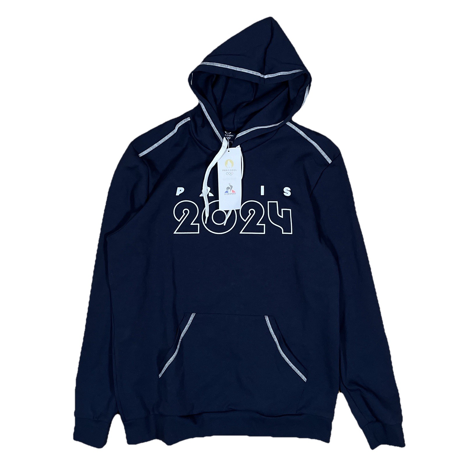 NWT Le Coq Sportif x Paris 2024 Olympics Navy Hoodie Pullover Sweater Size XL