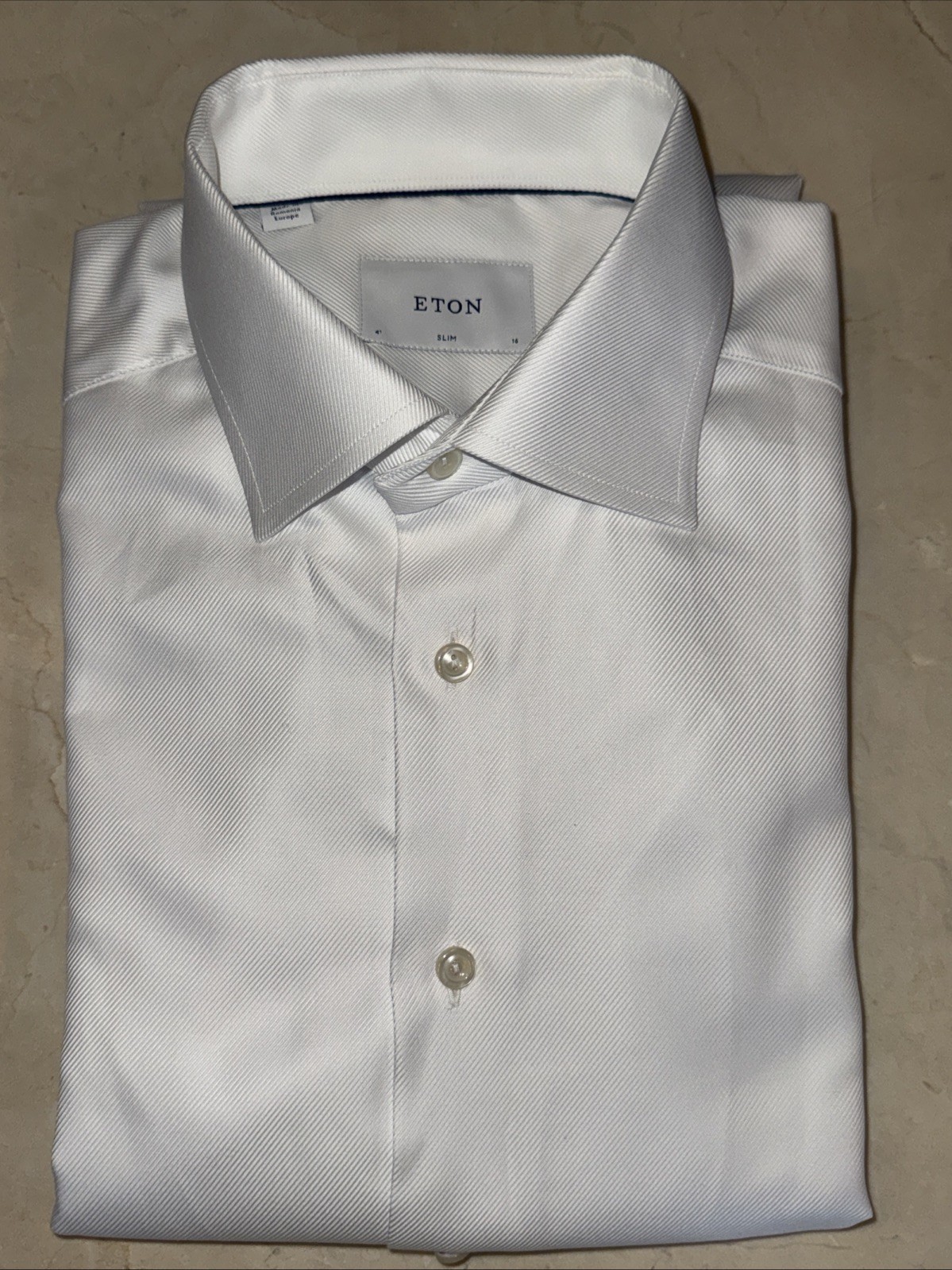 ETON MENS WHITE PREMIUM COTTON TWILL LUXURY SLIM-FIT DRESS SHIRT 16/35 $270