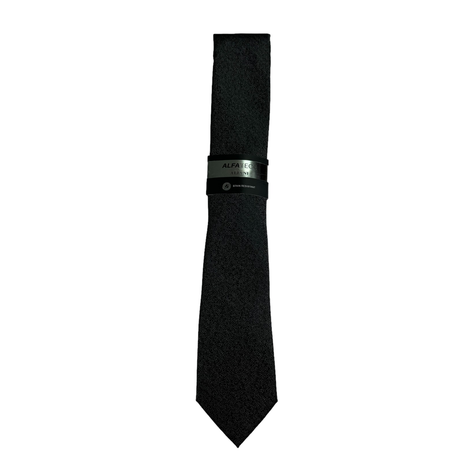 Alfani Mens Slim Herringbone Neck Tie Black 2.75″