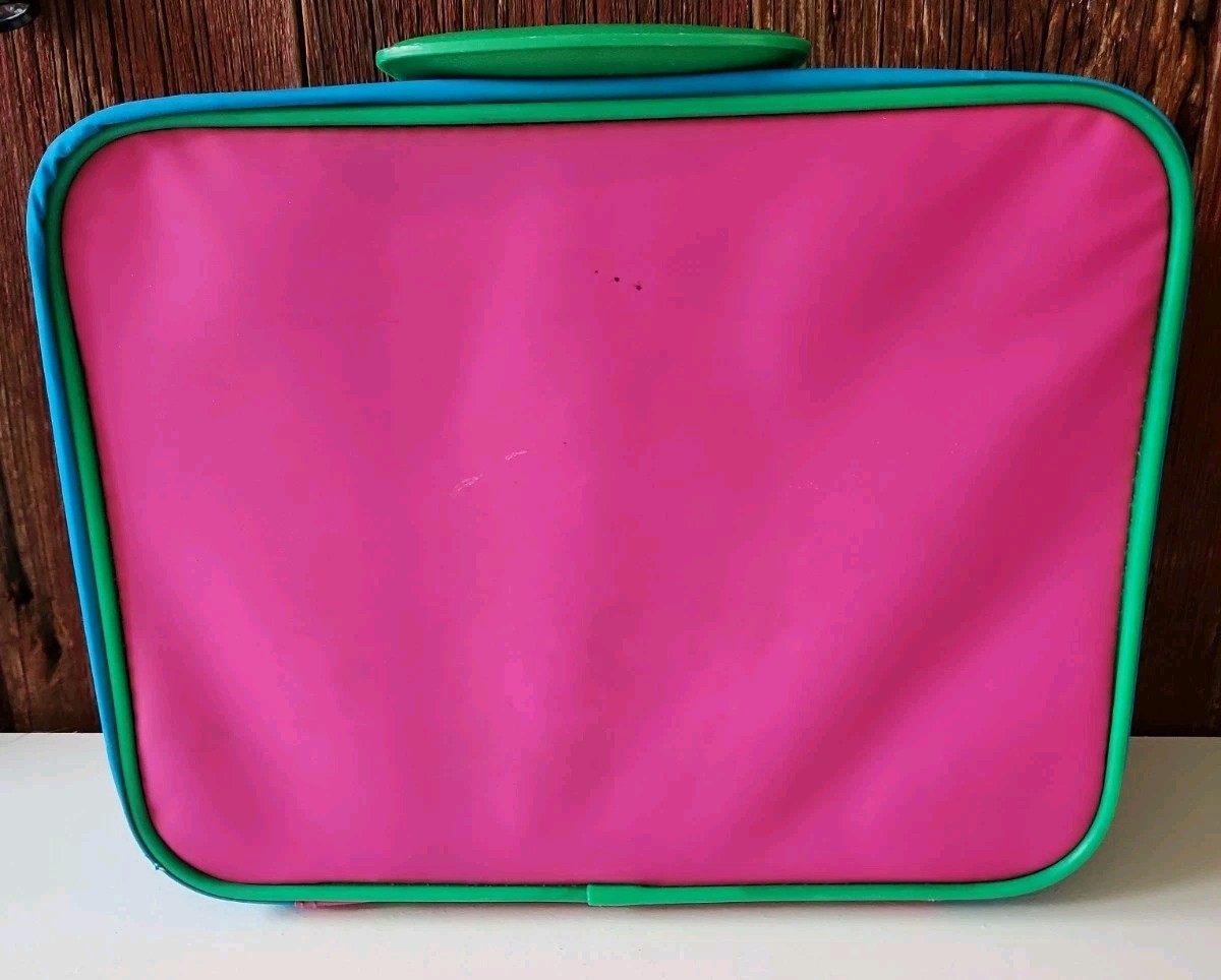 Vintage Barney & Baby Bob Kids Suitcase Multicolors 13×10.5 Inches