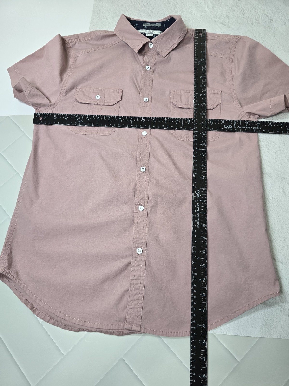 Pd&c Mens Shirt Stretch Slim Fit Button Up Short Sleeve Pink Hipster Retro Large