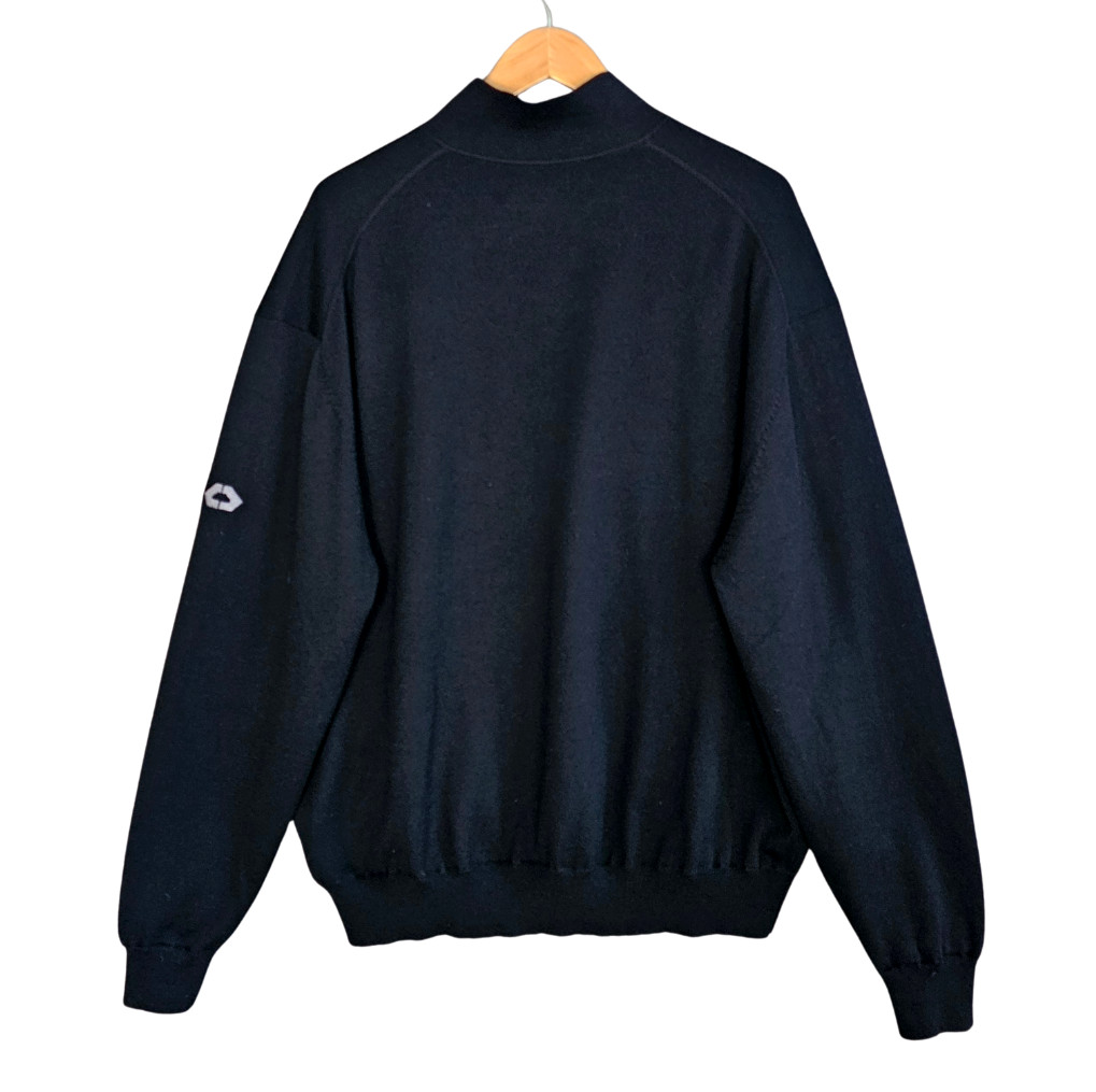 Fairway & Greene 100% Wool Quarter‑Zip Sweater Black Lined Vintage Hong Kong