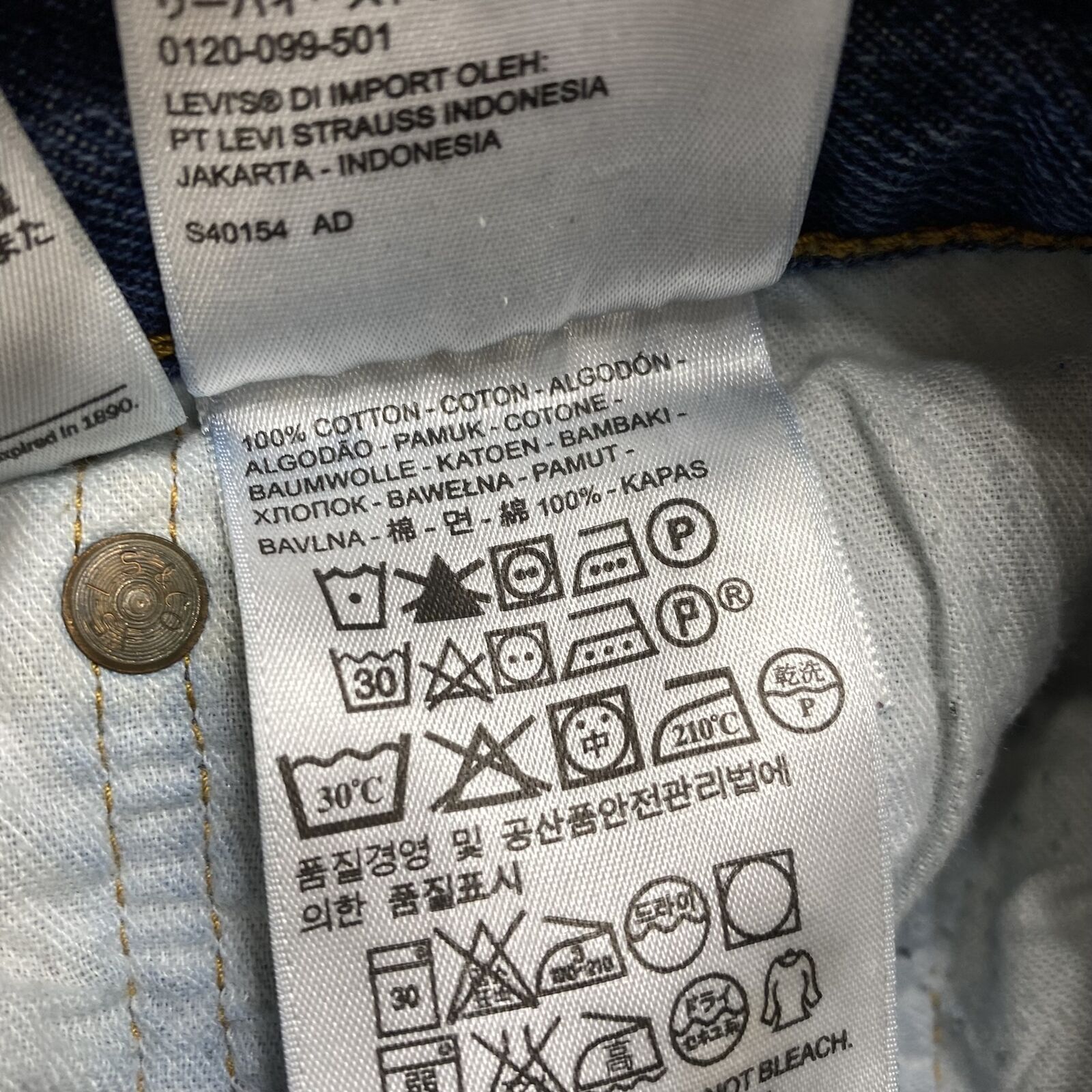 LEVI’S 501 Straight Leg Dark Wash Blue Denim Jeans Men’s Size W42 L30
