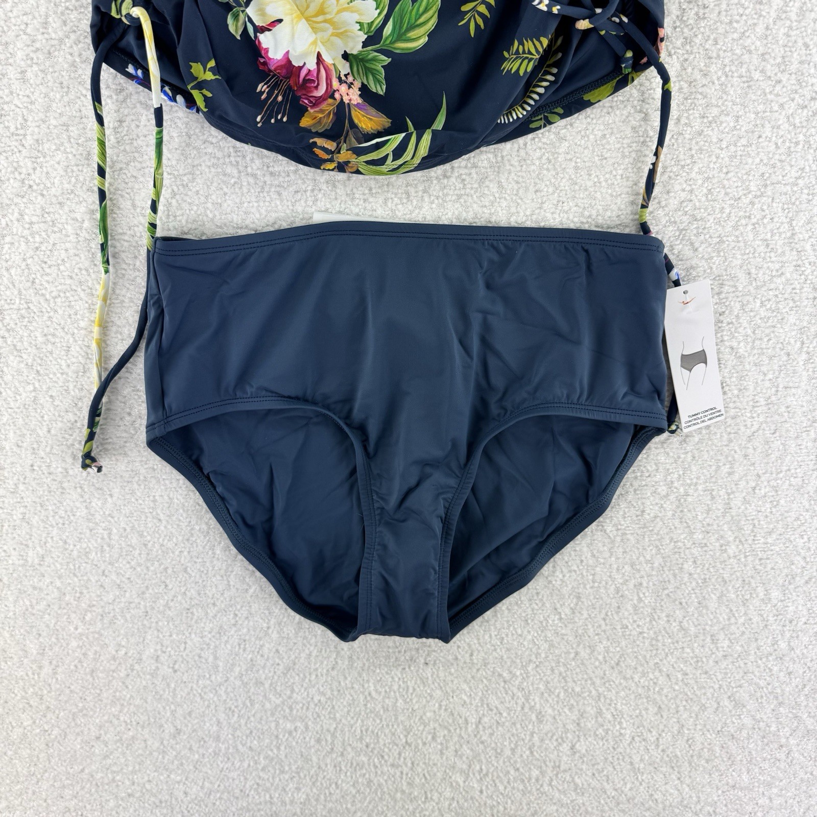 Jantzen Printed Cami Tankini Comfort Core Brief 2 Piece Swimsuit Size 8 Floral