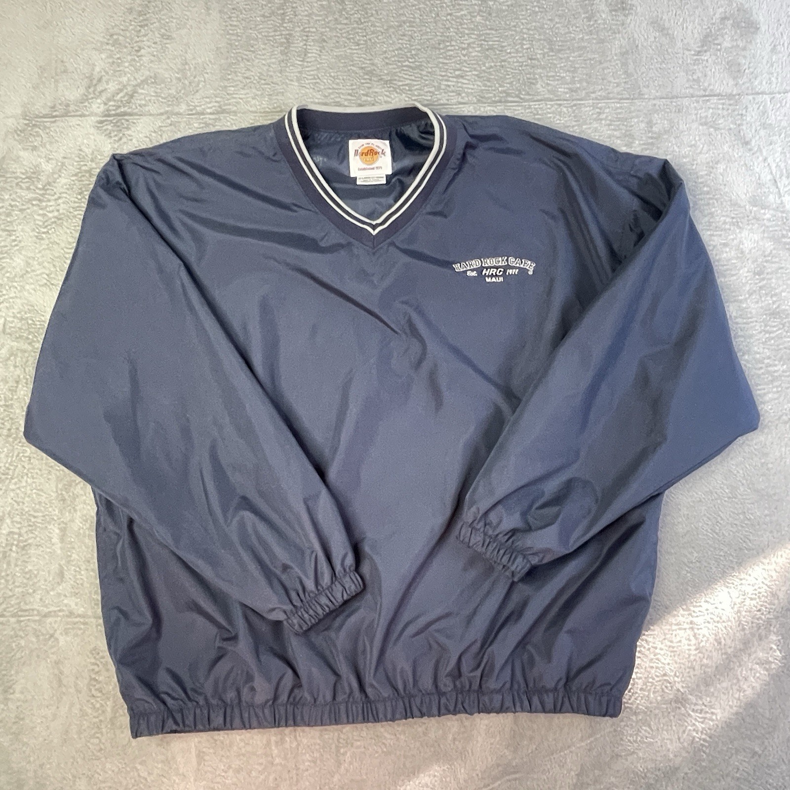 Vintage Hard Rock Cafe Maui Men’s 2XL Navy Windbreaker Preppy Blokecore Normcore