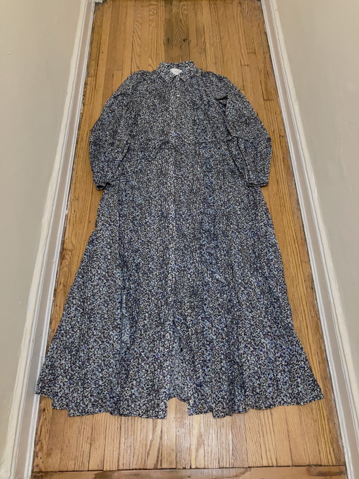 JOSLIN Olympia Cotton Maxi Mock Shirt Dress Sandwash Blue Size 8 Orig. $680 NEW