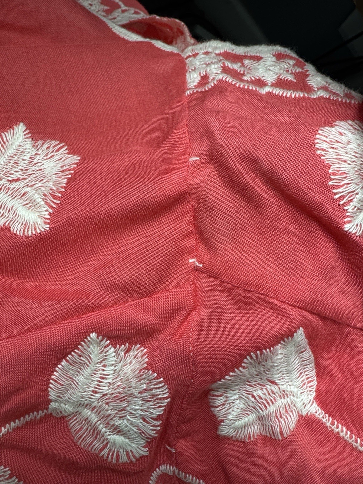 Solitaire Coral Heavily Embroidered Open Front Short Sleeve Kimono M29