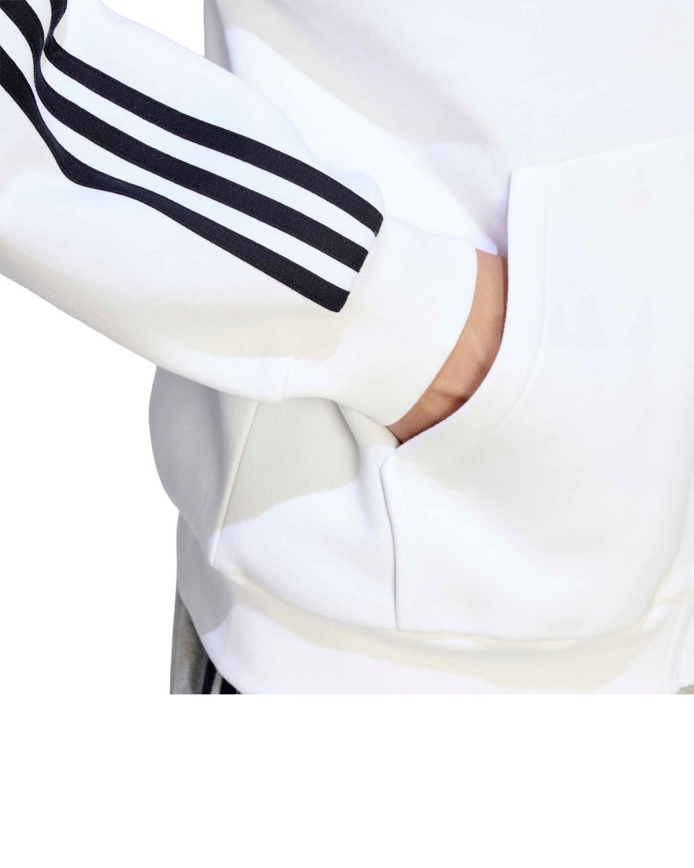 Hoodie Jacket MENS Adidas White Essentials 3-Stripes FLEECE Full Zip Cotton