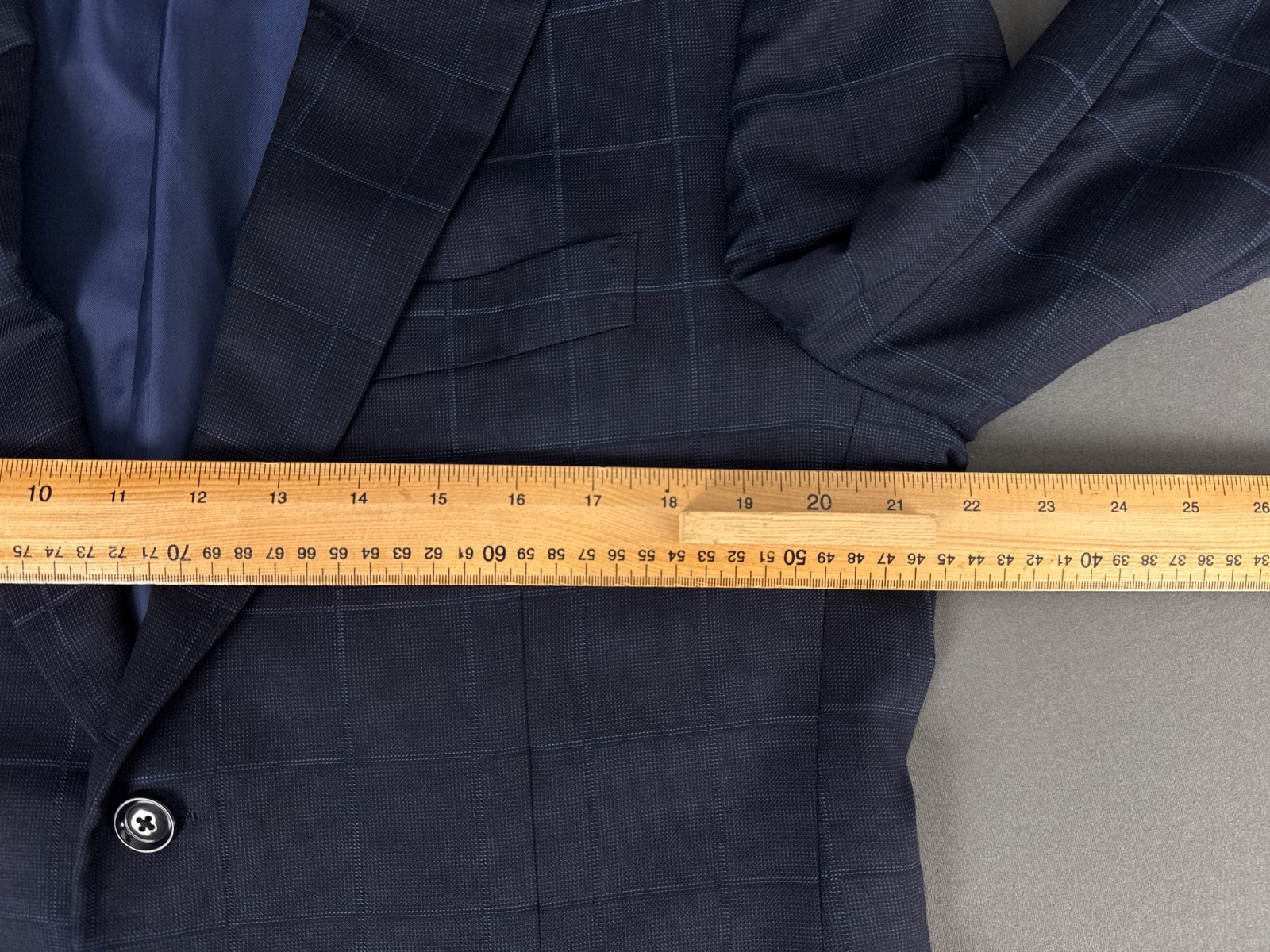 Pal Zileri Made in Italy Navy Windowpane Blazer EU-52R Drop 8 100% Wool Jacket