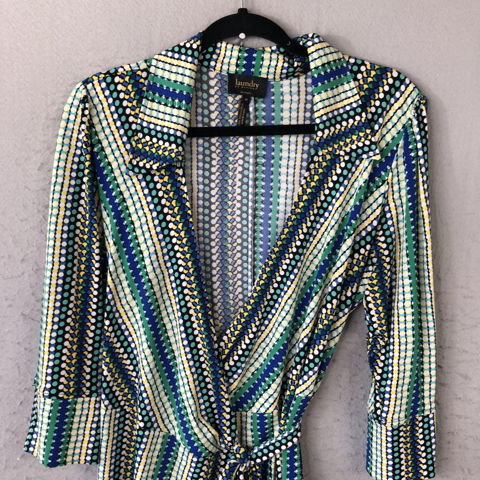 Laundry by Design Dress Womens Medium Polka Dot Wrap Belted Retro Pattern