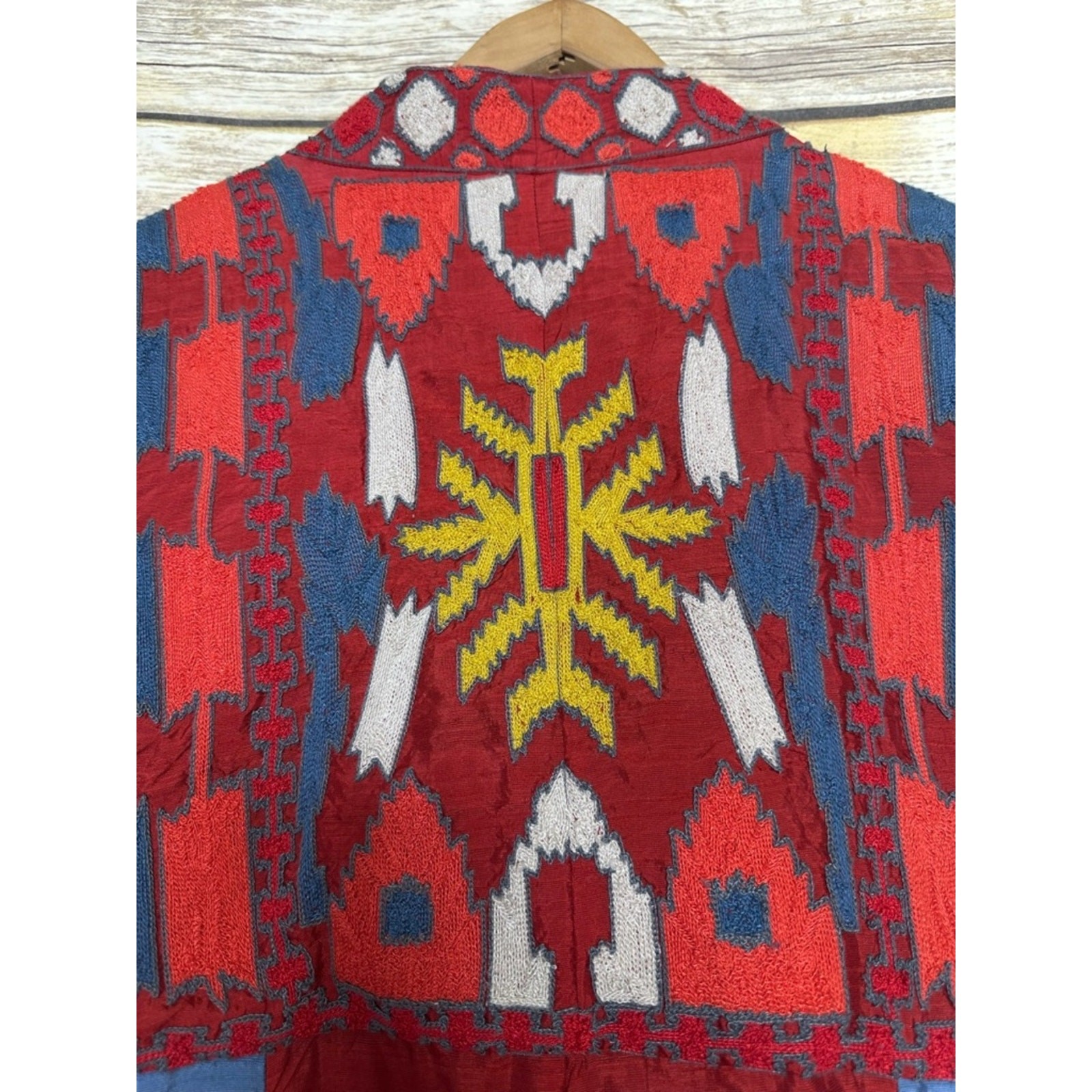 Soft Surroundings M boho embroidered Multi color Pattern Maxi Duster jacket