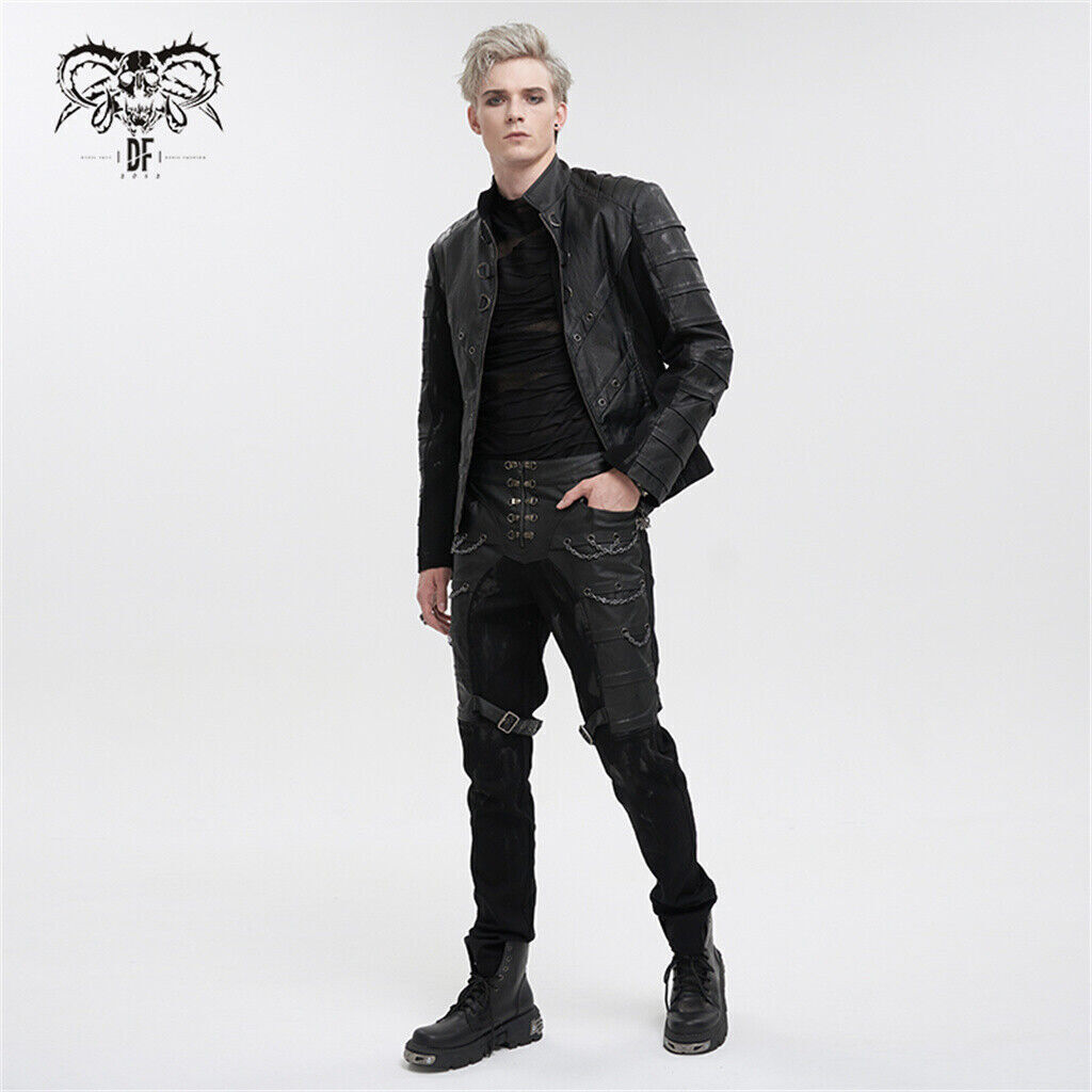 Devil Fashion Black Gothic Punk Rock Daily Wear Slim Fit Short Jacket For Men