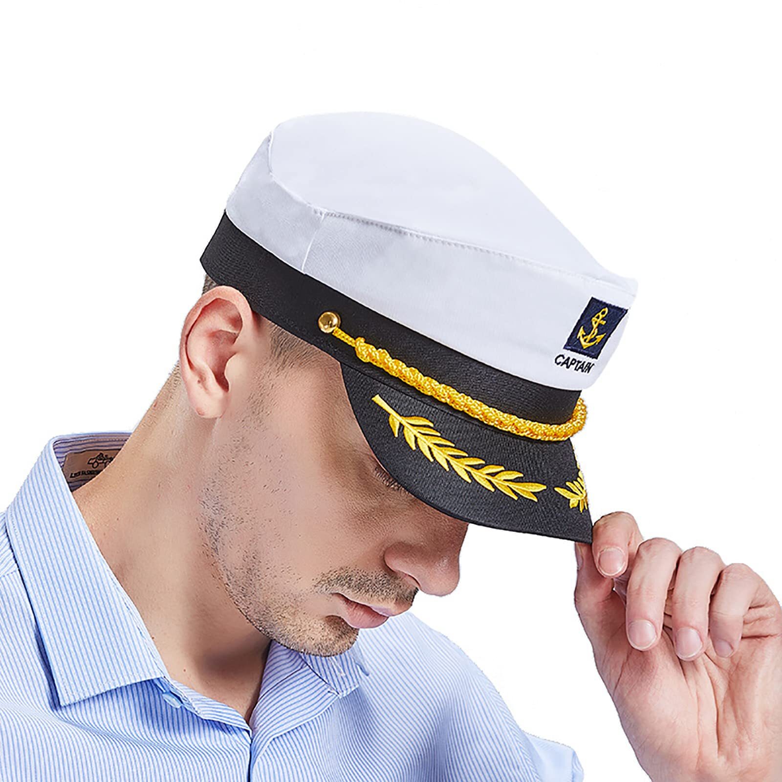 Soochat Captain Hat Nautical Sailor Skipper Hat Ship Yacht Boat Sailor Navy M…