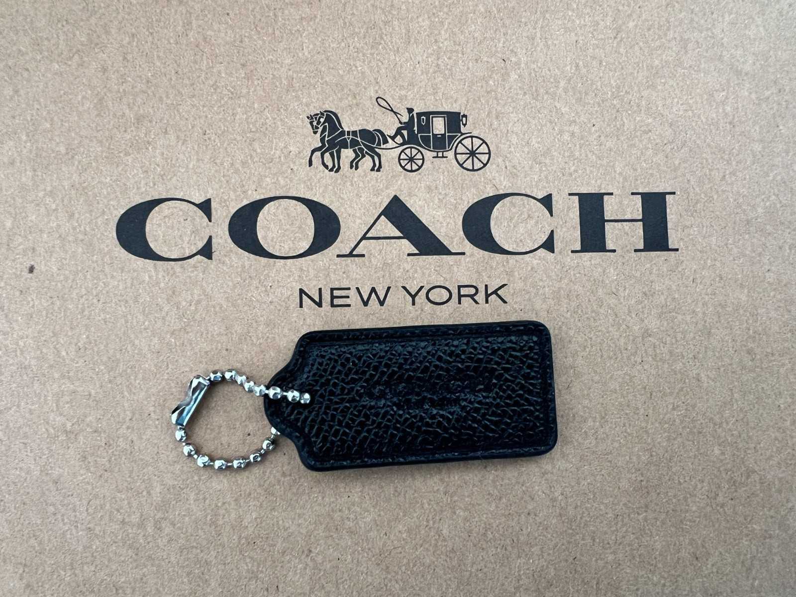 COACH Logo New York Hang Tag Charm Purse w Chain Crossgrain Leather 1.75”x0.75″