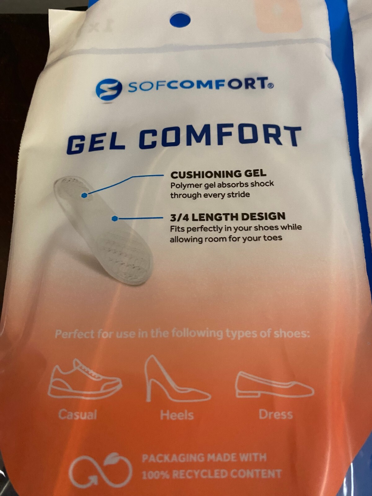 NEW WOMEN’S LOT OF 2 SIZE 5-11 SOF COMFORT GEL 3/4 LENGTH INSOLE-TRIM TO FIT