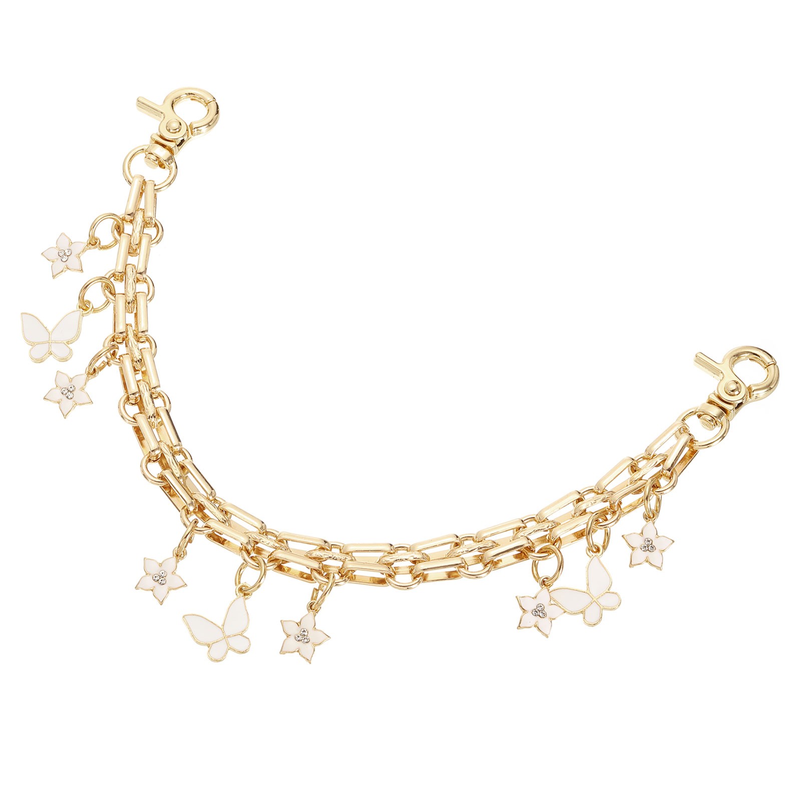 1Pcs 10″ Flowers Butterfly Pendant Handbag Chain Strap, White