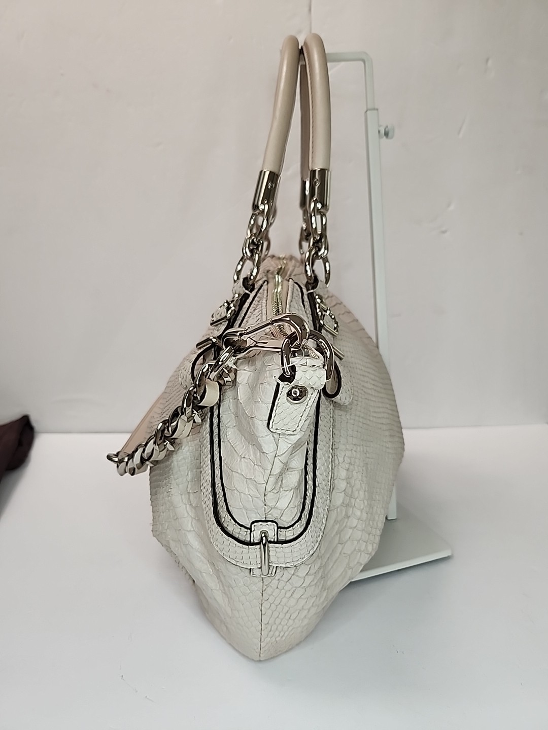 Coach k1093-16346 Madison Sophia Python Lthr Satchel Bag Shoulder Beige Taupe
