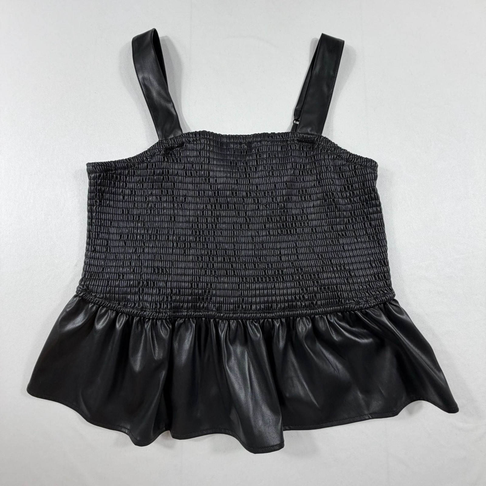 Torrid Faux Leather Smocked Peplum Top Black Size 0
