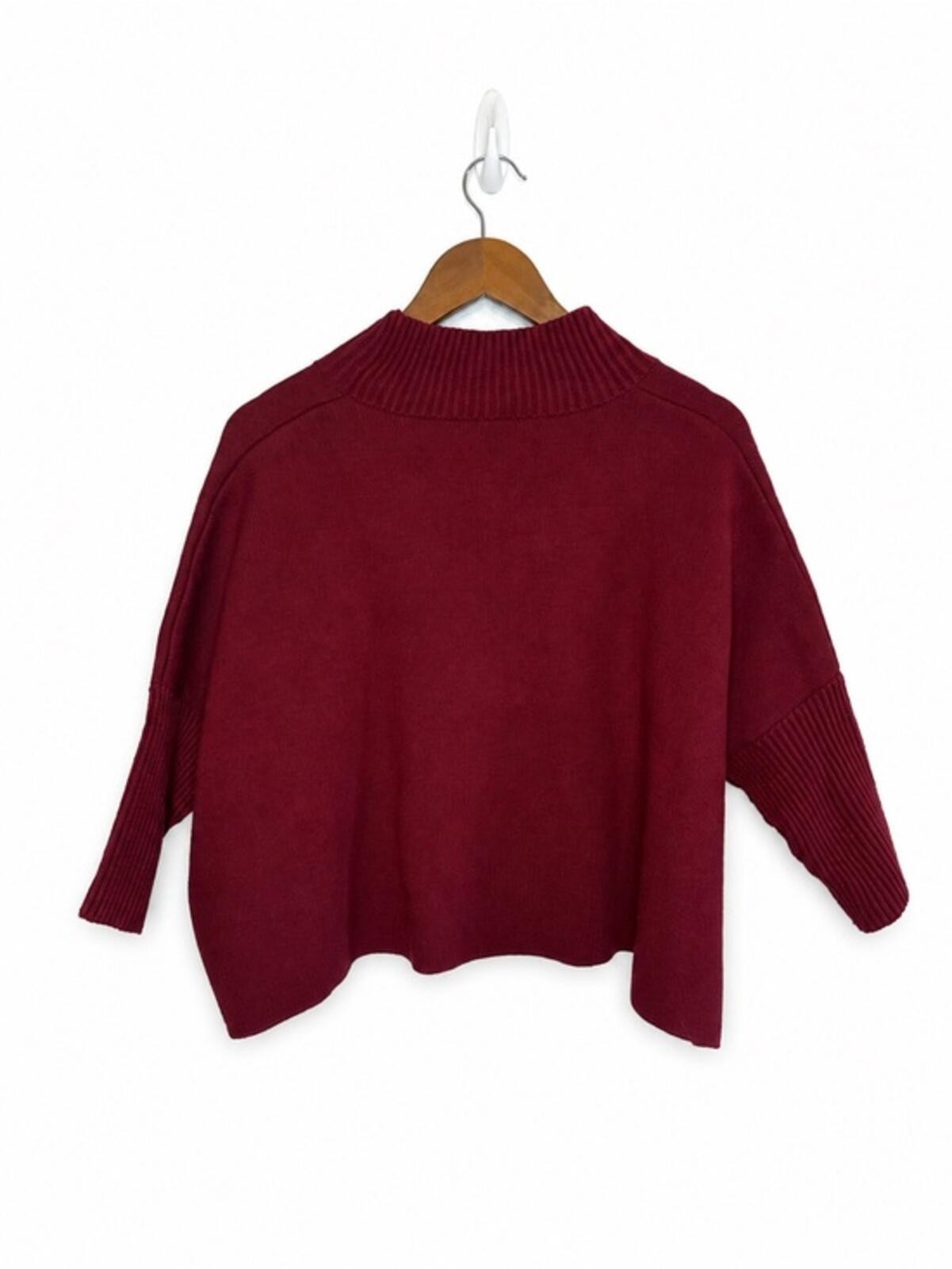 Kerisma Burgundy Angora Blend Mock Neck Oversized Sweater One Size