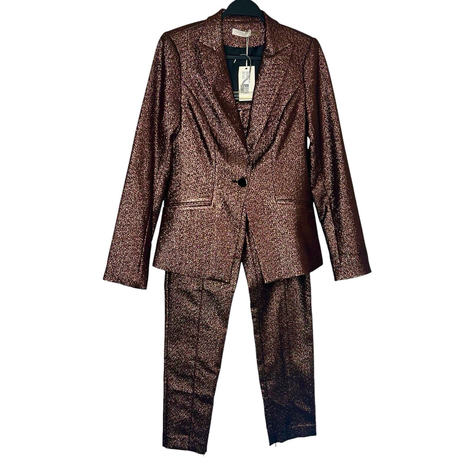 Ramy Brook Warren Blazer Kody Pant metallic suit set size 4