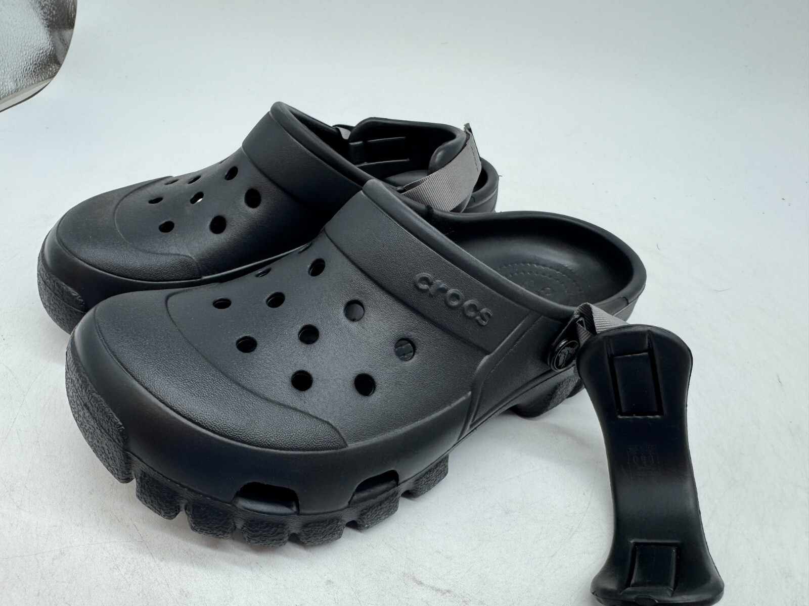 DAMAGED Crocs OffRoad Sport Clog Unisex Black Slip-On Adjustable – 6 Men/8 Women
