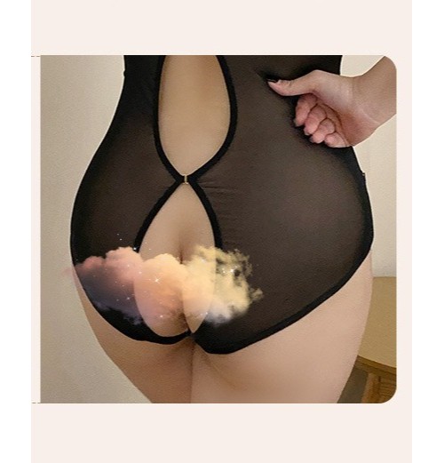 Plus Size Sexy Lingerie Underwire Open Bust Crotchless Bodysuit Sheer Nightwear