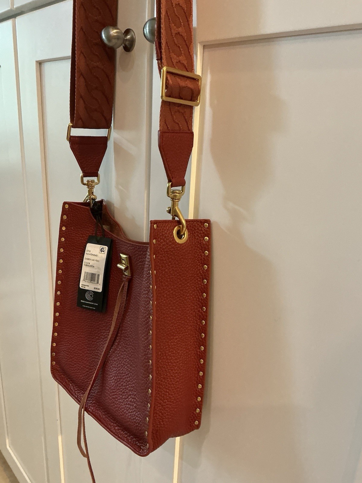 REBECCA MINKOFF DARREN MED FEED CROSSBODY $ 278 TERRACOTTA