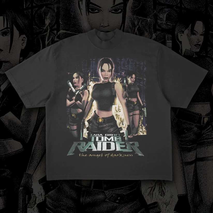 Monarch Wear Tomb Raider Angel of Darkness T-Shirt Lara Croft Game Black