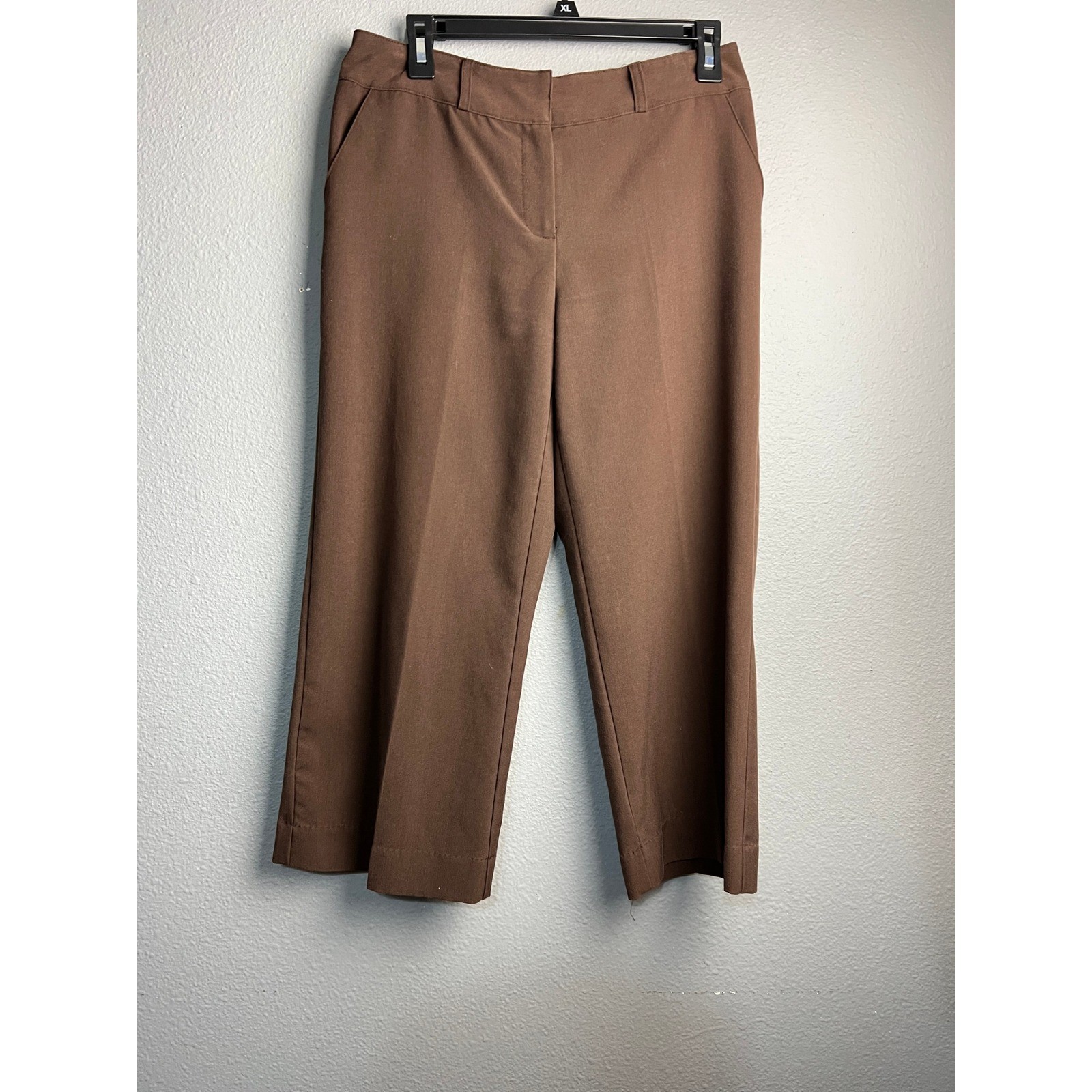 Notations Brown Wide Leg Cropped Dress Pants Womens 4 Granny Business Casual