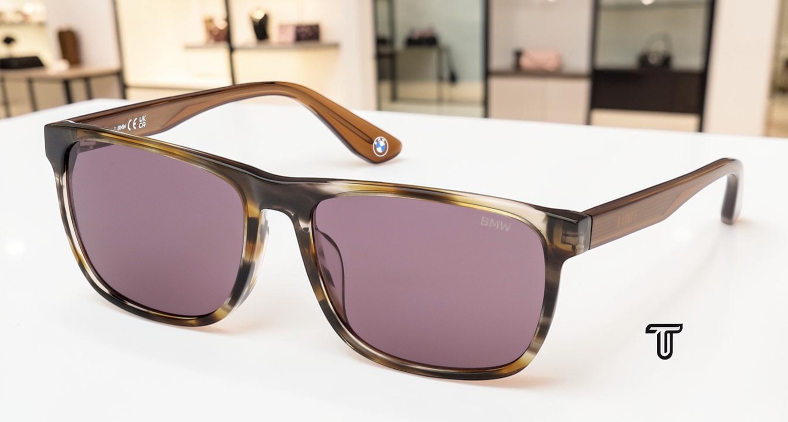 BMW BW0056-H 45Y Shiny Light Brown Violet 59 mm Navigator Men’s Sunglasses