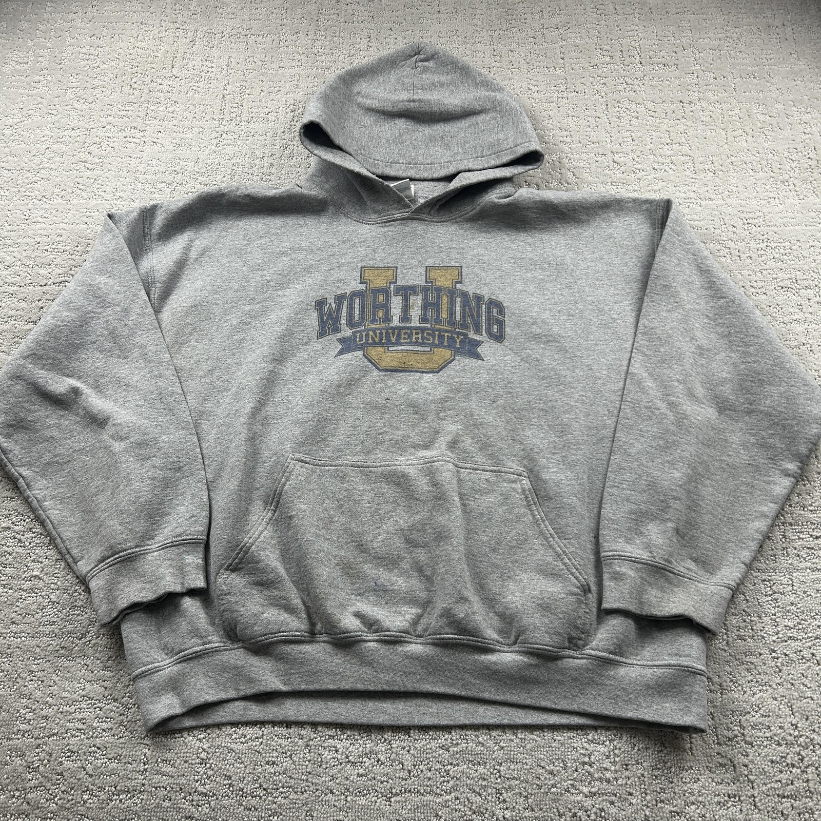 Gildan Heavy Blend Hoodie Mens XL Gray Worthing University Graphic Pullover