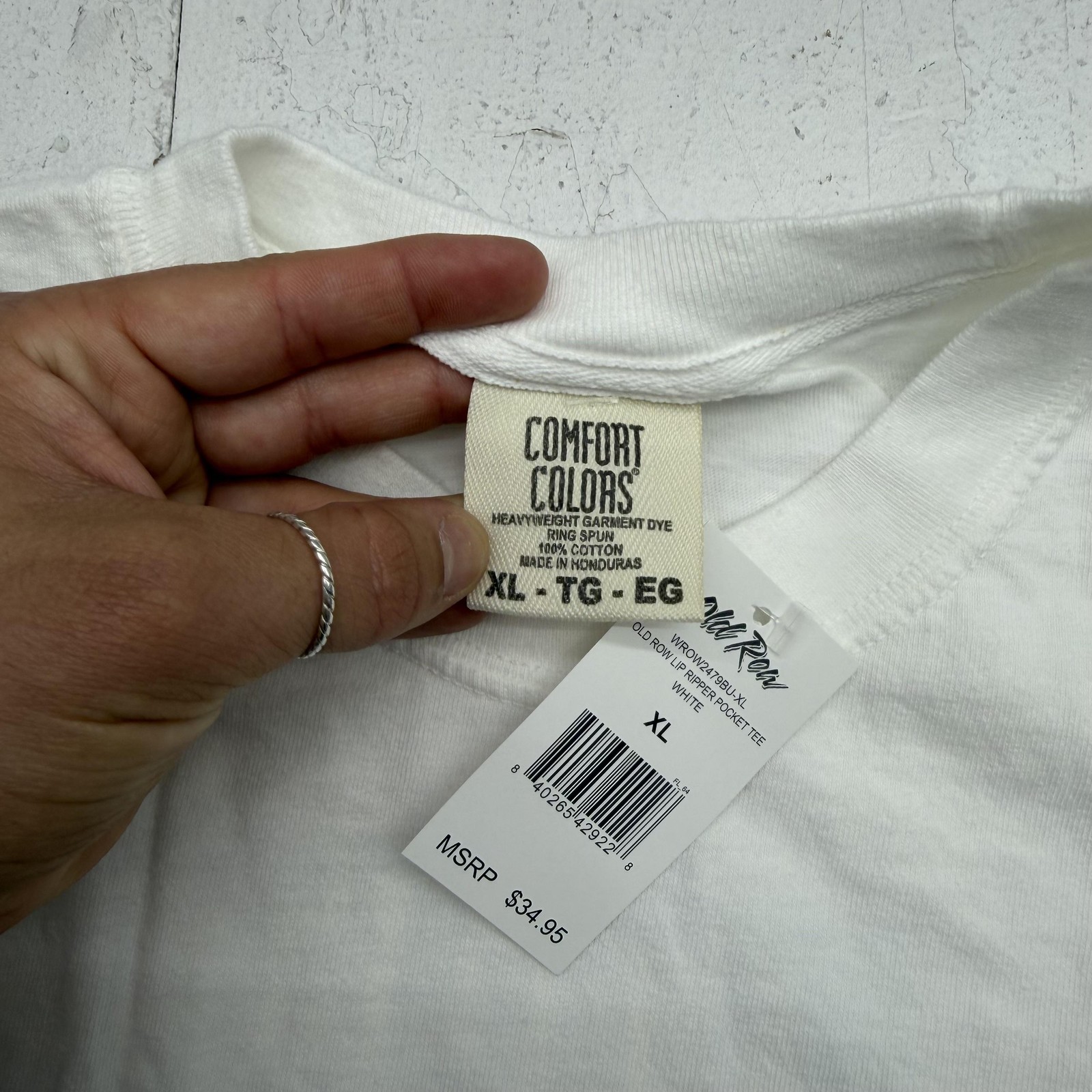 Comfort Colors Shirt Mens XL White Old Row Outdoors Lip Ripper Pocket Tee